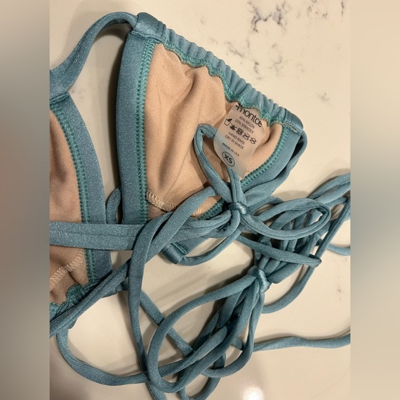 Montce Turqoise Glitter Triangle Bikini Top - Picture 2 of 2